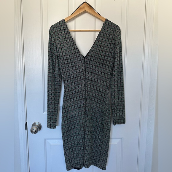 Dew-Drop Knit Dress Dark Green Size 6 - Picture 3 of 5